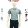 Áo sơ mi nam tay ngắn Owen AB250457NT Màu xanh nhạt dáng suông body fit tà bằng có túi chất liệu bamboo spandex