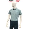 Áo sơ mi nam tay ngắn Owen AB250457NT Màu xanh nhạt dáng suông body fit tà bằng có túi chất liệu bamboo spandex