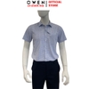 Áo Sơ Mi Nam Tay Ngắn Owen AB260024NT Xanh Kẻ Body Fit Bamboo