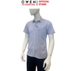 Áo Sơ Mi Nam Tay Ngắn Owen AB260024NT Xanh Kẻ Body Fit Bamboo