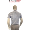 Áo Sơ Mi Nam Tay Ngắn Owen AB260053NT Xanh Nhạt Kẻ Caro Body Fit