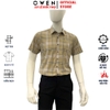 Áo sơ mi nam tay ngắn Owen AB260097NT màu nâu kẻ dáng suông body fit tà bằng có túi chất liệu Bamboo polyester