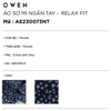 Áo Sơ Mi Nam Tay Ngắn Owen AE230073NT màu xanh navy dáng relaxfit tà bằng có túi vải viscose