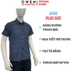 Áo sơ mi nam tay ngắn Owen AF255096NT màu xanh tím than họa tiết dáng Plus Size chất liệu modal polyester