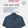 Áo sơ mi nam tay ngắn Owen AF255096NT màu xanh tím than họa tiết dáng Plus Size chất liệu modal polyester
