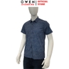 Áo sơ mi nam tay ngắn Owen AF255096NT màu xanh tím than họa tiết dáng Plus Size chất liệu modal polyester