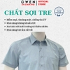Áo sơ mi nam tay ngắn Owen AF260103NT màu xanh kẻ dáng suông rộng Plus size tà bằng có túi chất liệu Bamboo polyester