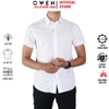 Áo sơ mi nam tay ngắn Owen AS260524NV màu trắng trơn dáng ôm slim fit tà lượn không túi chất liệu sợi sồi