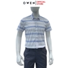 Áo sơ mi nam tay ngắn Owen AB250115NT màu trắng kẻ xanh dáng suông body fit tà bằng có túi chất liệu bamboo spandex