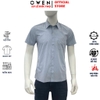 Áo sơ mi nam tay ngắn Owen AB255136NT màu xám họa tiết dáng suông body fit tà bằng có túi chất liệu Bamboo polyester