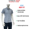 Áo sơ mi nam tay ngắn Owen AB255136NT màu xám họa tiết dáng suông body fit tà bằng có túi chất liệu Bamboo polyester