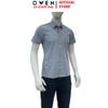 Áo sơ mi nam tay ngắn Owen AB255136NT màu xám họa tiết dáng suông body fit tà bằng có túi chất liệu Bamboo polyester