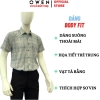 Áo Sơ Mi Nam Tay Ngắn Owen AB260098NT Xám Xanh Kẻ Caro Body Fit