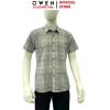 Áo Sơ Mi Nam Tay Ngắn Owen AB260098NT Xám Xanh Kẻ Caro Body Fit