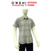 Áo Sơ Mi Nam Tay Ngắn Owen AB260098NT Xám Xanh Kẻ Caro Body Fit