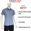 Áo sơ mi nam tay ngắn Owen AB261039NT màu xanh đậm họa tiết dáng suông body fit tà bằng có túi chất liệu Bamboo polyester