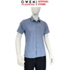Áo sơ mi nam tay ngắn Owen AB261039NT màu xanh đậm họa tiết dáng suông body fit tà bằng có túi chất liệu Bamboo polyester