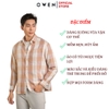 Áo Sơ Mi Nam Tay Dài Owen AJ240724DT màu be hồng kẻ caro Dáng J - form suông rộng tà lượn có túi ngực Chất liệu CVC dày dặn