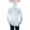 Áo sơ mi nam tay dài Owen AR255086DT màu trắng in họa tiết dáng suông regular fit tà lượn có túi chất liệu Bamboo polyester