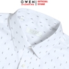 Áo sơ mi nam tay dài Owen AR255086DT màu trắng in họa tiết dáng suông regular fit tà lượn có túi chất liệu Bamboo polyester