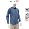 Áo sơ mi nam tay dài Owen AR255087DT màu xanh đậm họa tiết chấm bi dáng suông regular fit tà lượn có túi chất liệu bamboo spandex