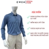 Áo sơ mi nam tay dài Owen AR255087DT màu xanh đậm họa tiết chấm bi dáng suông regular fit tà lượn có túi chất liệu bamboo spandex