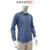 Áo sơ mi nam tay dài Owen AR255087DT màu xanh đậm họa tiết chấm bi dáng suông regular fit tà lượn có túi chất liệu bamboo spandex