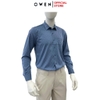 Áo sơ mi nam tay dài Owen AR255087DT màu xanh đậm họa tiết chấm bi dáng suông regular fit tà lượn có túi chất liệu bamboo spandex