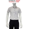 Áo sơ mi nam tay ngắn Owen AB250069NT màu be nhạt kẻ caro dáng suông body fit tà lượn có túi Chất liệu bamboo poly