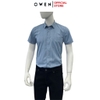 Áo sơ mi nam tay ngắn Owen AB250089NT màu xanh đậm dáng suông body fit tà bằng có túi Chất liệu Bamboo poly