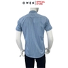 Áo sơ mi nam tay ngắn Owen AB250089NT màu xanh đậm dáng suông body fit tà bằng có túi Chất liệu Bamboo poly