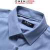 Áo sơ mi nam tay dài Owen AR255064DT màu xanh đậm dáng suông regular fit tà lượn có túi chất liệu polyester modal
