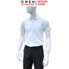 Áo sơ mi nam tay ngắn Owen AB260036NT màu trắng in họa tiết dáng suông body fit tà bằng có túi chất liệu Bamboo polyester