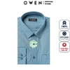 Áo Sơ Mi Nam Tay Dài Owen AR221053DT màu kẻ caro chìm xanh dáng regular fit tà lượn có túi vải bạc hà