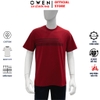 Áo Thun Nam Tay Ngắn Không Cổ Owen TSN253669 màu đỏ đậm dáng suông tà bằng cổ tròn chất liệu cotton