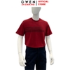 Áo Thun Nam Tay Ngắn Không Cổ Owen TSN253669 màu đỏ đậm dáng suông tà bằng cổ tròn chất liệu cotton