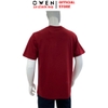 Áo Thun Nam Tay Ngắn Không Cổ Owen TSN253669 màu đỏ đậm dáng suông tà bằng cổ tròn chất liệu cotton