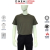 Áo Thun Nam Tay Ngắn Không Cổ Owen TSN253674 màu rêu dáng body fit tà bằng Chất liệu CVC Spandex