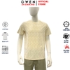 Áo thun nam Tay Ngắn Không Cổ Owen TSN260135 màu be dáng suông relax fit cổ tròn chất liệu cotton spandex