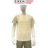 Áo thun nam Tay Ngắn Không Cổ Owen TSN260135 màu be dáng suông relax fit cổ tròn chất liệu cotton spandex