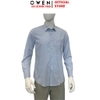 Áo sơ mi nam tay dài Owen AR260018DT màu xanh nhạt dán suông regular fit tà lượ có túi chất liệu Bamboo polyester