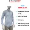Áo sơ mi nam tay dài Owen AR260026DT màu xanh dáng suông regular fit tà lượn có túi chất liệu modal polyester spandex