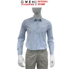 Áo sơ mi nam tay dài Owen AR260026DT màu xanh dáng suông regular fit tà lượn có túi chất liệu modal polyester spandex