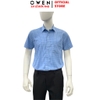 Áo sơ mi nam tay ngắn Owen AR260099NT màu xanh kẻ caro dáng suông tà lượn có túi chất liệu Bamboo polyester