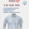 Áo sơ mi trắng nam tay ngắn Owen AR260522NTV màu trắng trơn dáng suông regular fit tà lượn có túi chất liệu sợi sồi