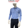 Áo sơ mi nam tay ngắn Owen AR263017DT màu xanh dáng suông regular fit tà lượn có túi chất liệu Bamboo polyester