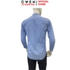 Áo sơ mi nam tay ngắn Owen AR263017DT màu xanh dáng suông regular fit tà lượn có túi chất liệu Bamboo polyester