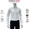 Áo sơ mi nam tay dài Owen AS255058D màu trắng dáng ôm slim fit tà lượn không túi chất liệu poly midal