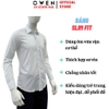 Áo sơ mi nam tay dài Owen AS255058D màu trắng dáng ôm slim fit tà lượn không túi chất liệu poly midal