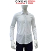 Áo sơ mi nam tay dài Owen AS255058D màu trắng dáng ôm slim fit tà lượn không túi chất liệu poly midal